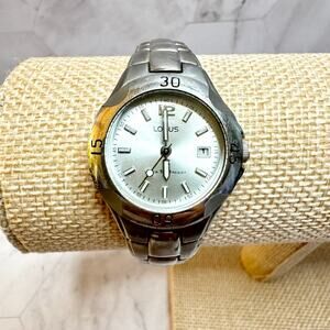 Lorus Womens Watch 20mm Silver Tone Pearl White Round Dial Date New Battery